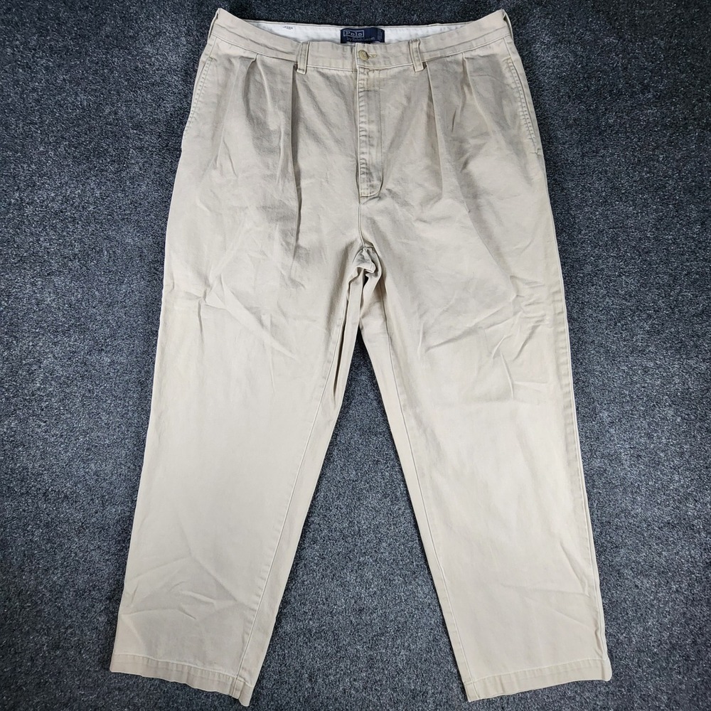 Polo Ralph Lauren Andrew Pant Mens 38x30 Fit 36x29 Tan Pleated Chinos VTG